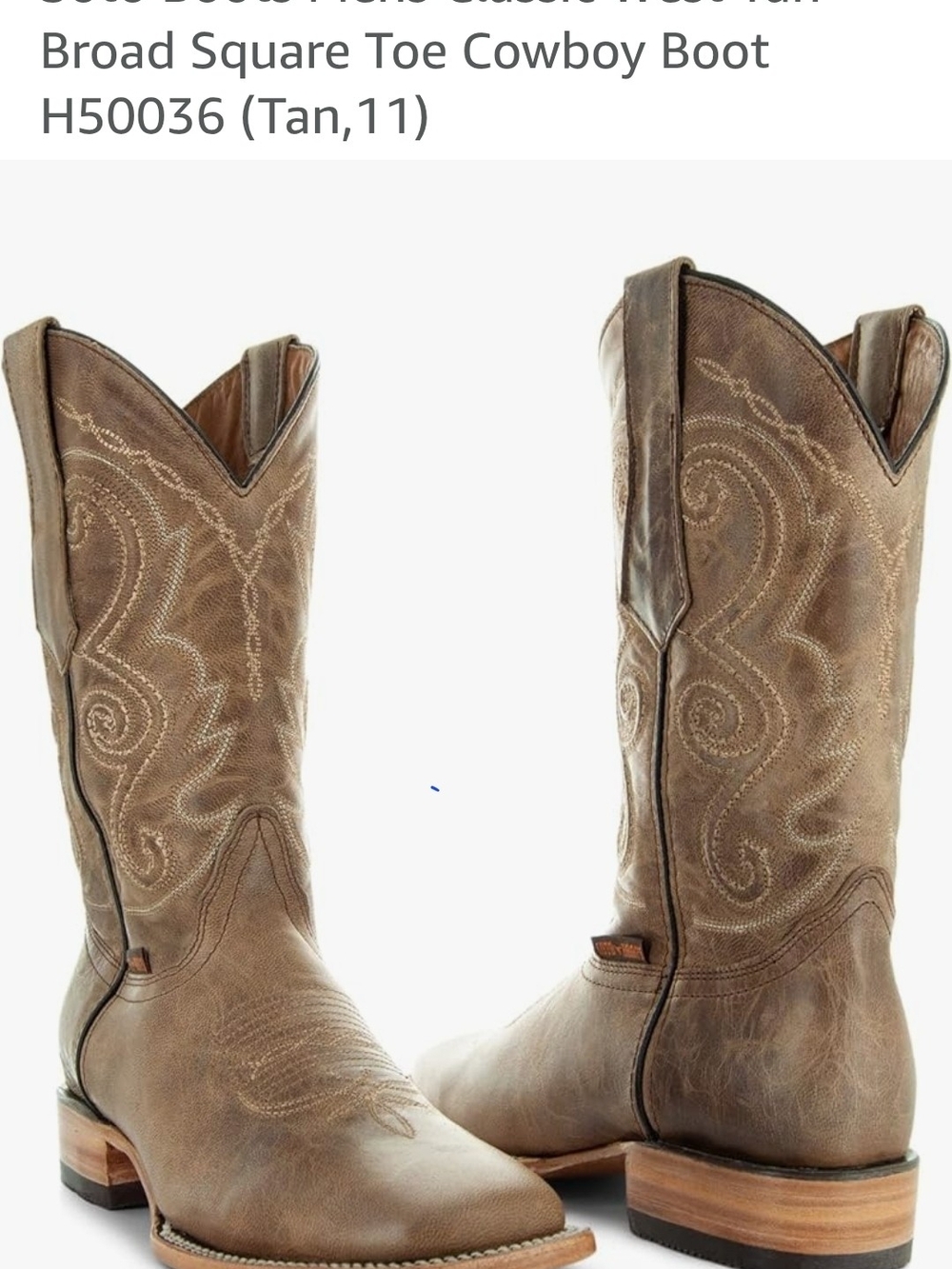 Classic Brown Leather Western Cowboy Boots - Broad Square Toe